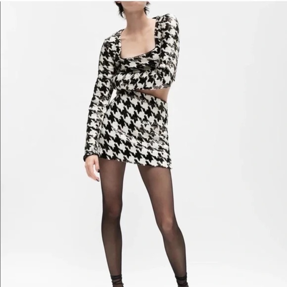 Zara Houndstooth Sequin Skirt and Top Set